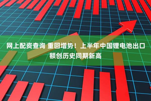 网上配资查询 重回增势！上半年中国锂电池出口额创历史同期新高